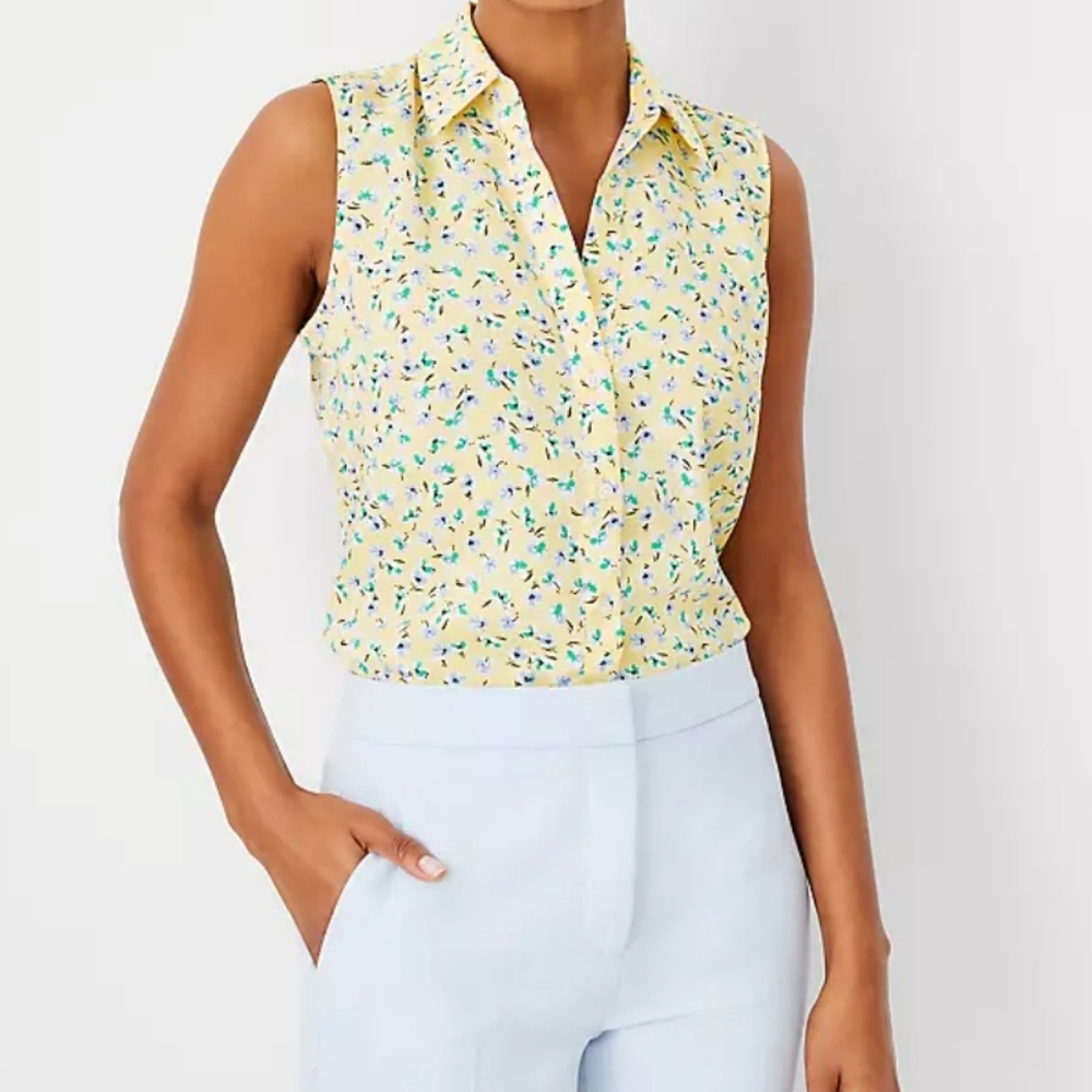 ANN TAYLOR Floral Sleeveless Essential Shirt